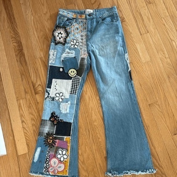BDG Denim - BDG Jeans crocheted patchwork denim high rise Hippie Festival women's 29 NEW